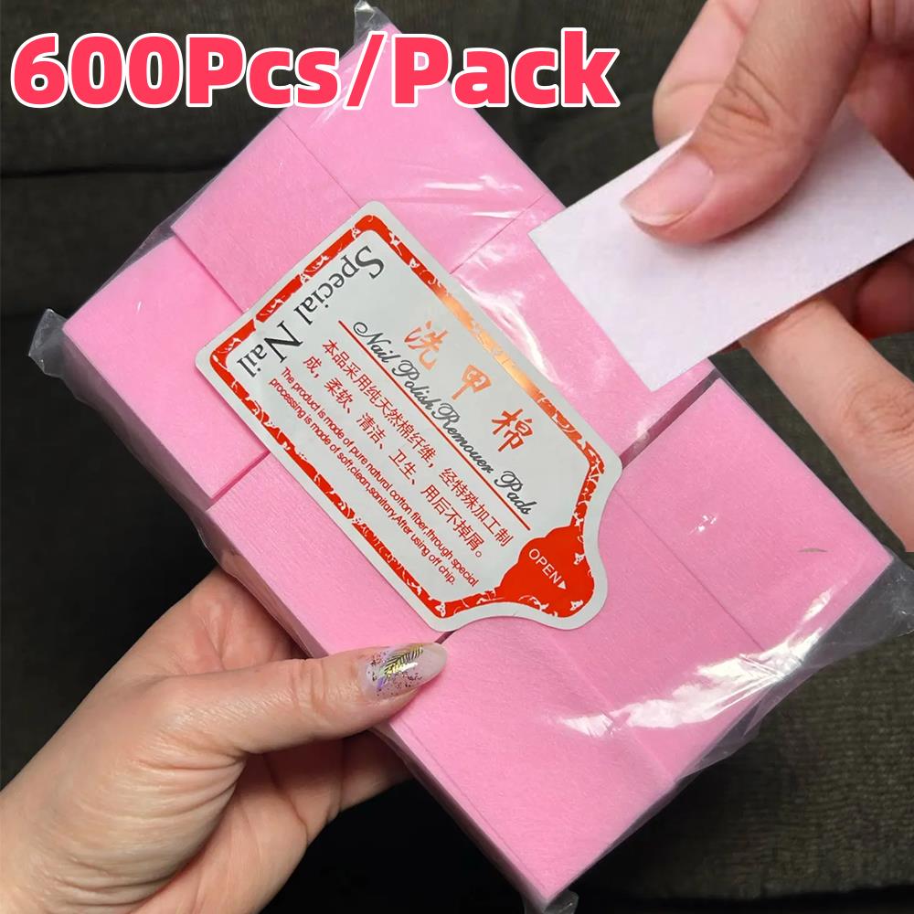 Beauty Makeup & D Anime Studio - 600 ชิ้น/แพ็ค แผ่นสำลีเช็ดทำความสะอาดเล็บ ปราศจากขุย สำหรับเช็ดน้ำยาล้างเล็บ ยูวีเจล