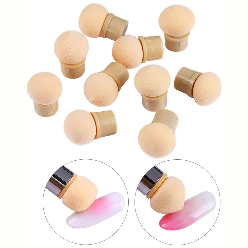 Blush Brush Kabuki - รอบ Sharp หัวฟองน้ําหัวเปลี่ยนเล็บเจลสีแปรง Glitter Powder Dotting