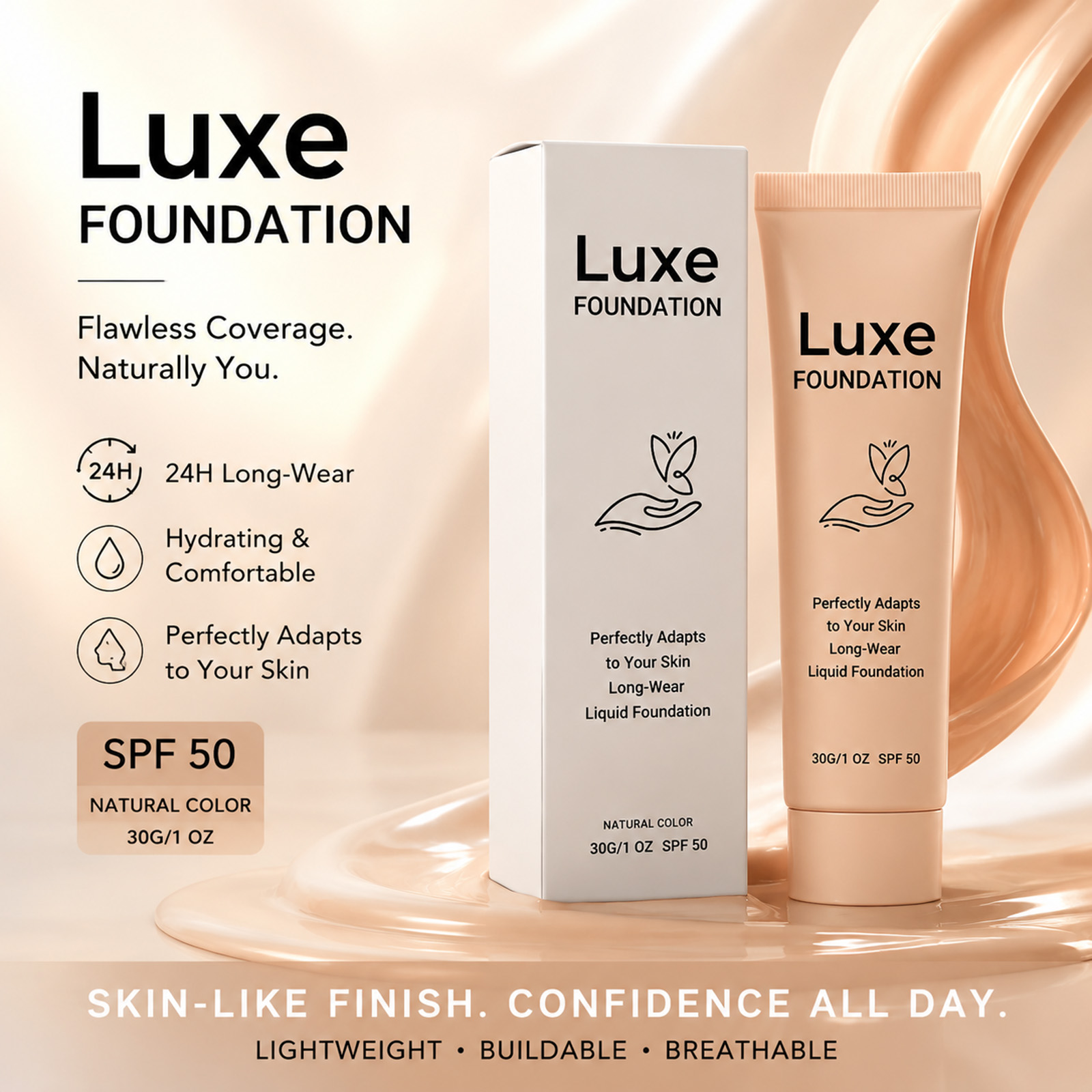 รองพื้นเปลี่ยนสี SPF 50+ ติดทน - Beauty Makeup Cream บทวิจารณ์และราคา
