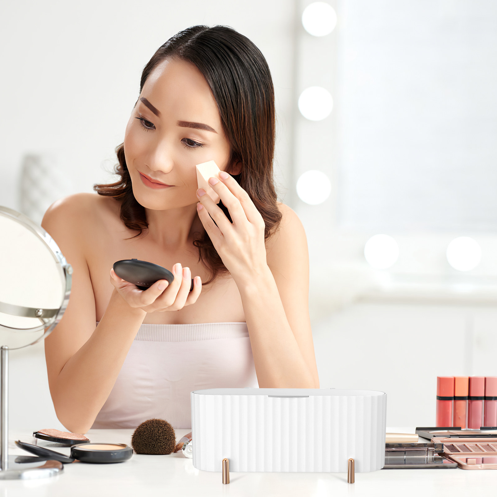 กล่องเก็บของ 2 ชิ้น 3 ช่อง สำห - Beauty Makeup Egg บทวิจารณ์และราคา